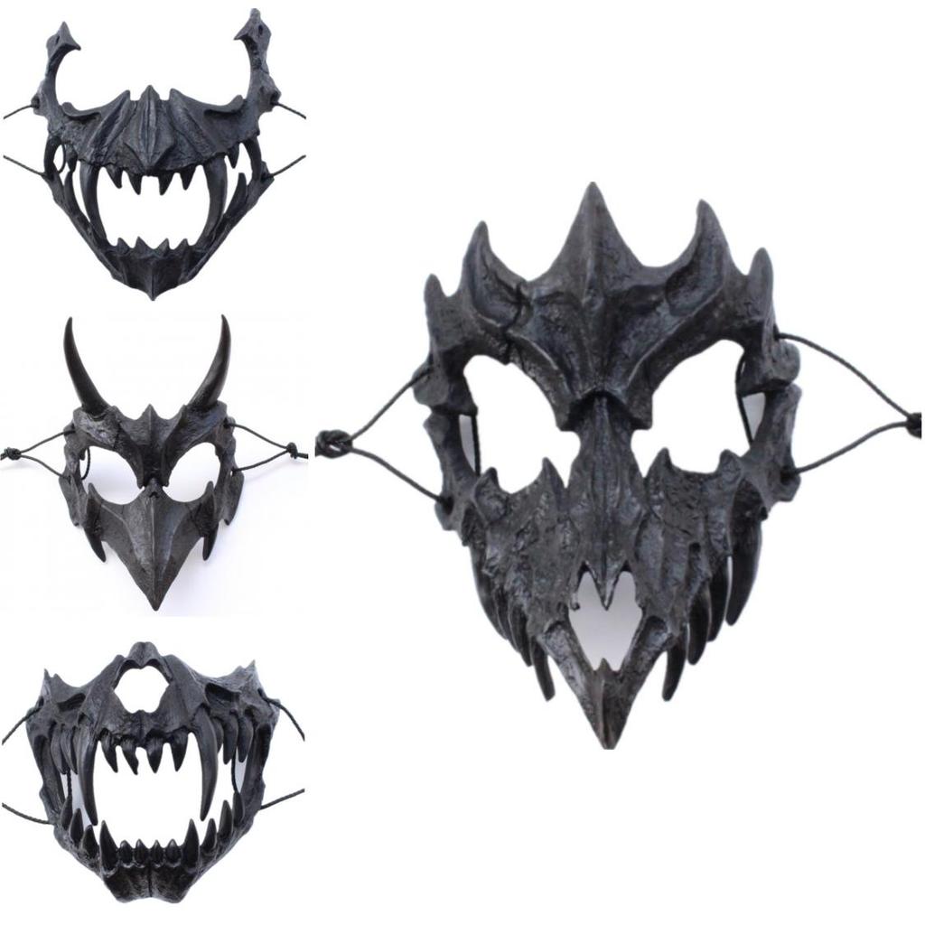 Stylish Black And White Tiger And Yaksha Masks For Role Playing And Holiday Celebrations