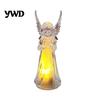 Prayer Angel Figurine Guardian Night Light, Small Reading Playing Music Acrylic Statue Decoration with LED Light for Desk, Table, Shelf Decor Peaceful