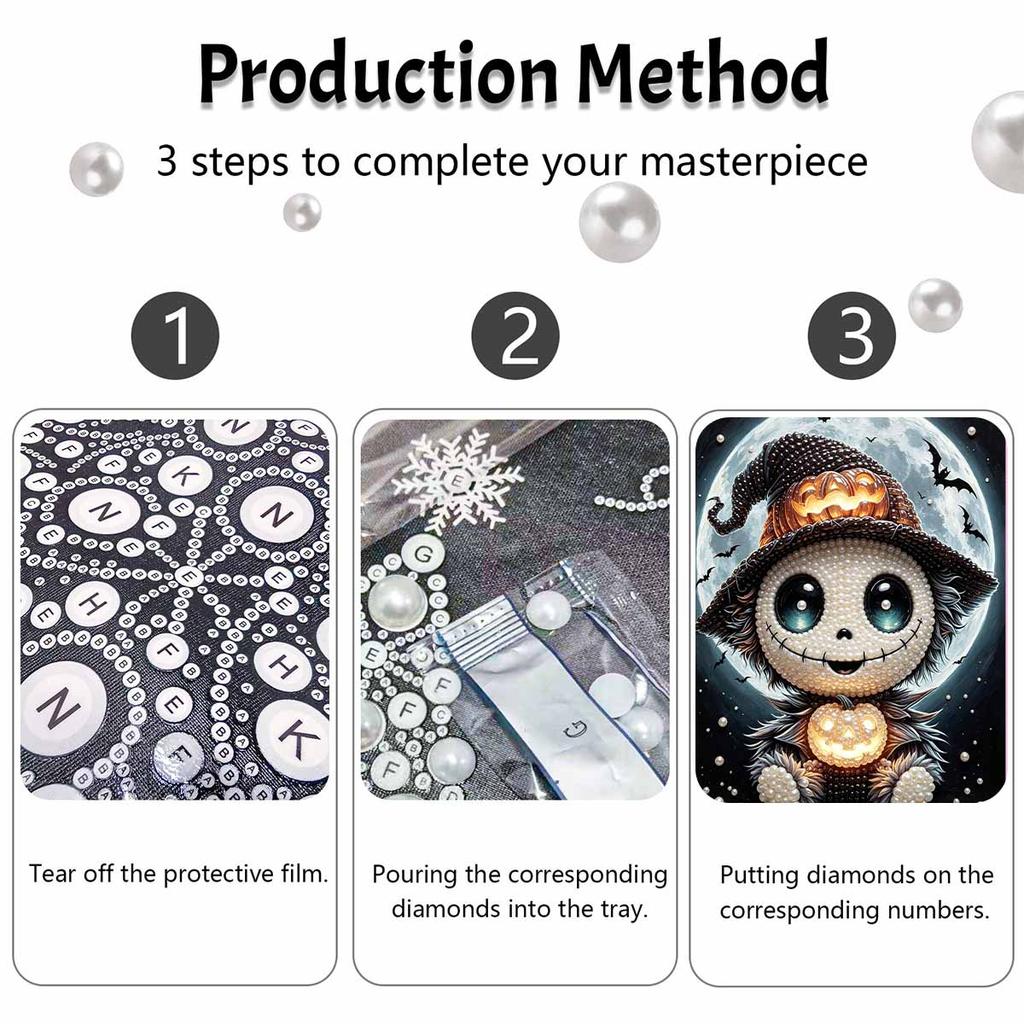 Halloween pearl painting pumpkin witch art kit handmade diy home decorations