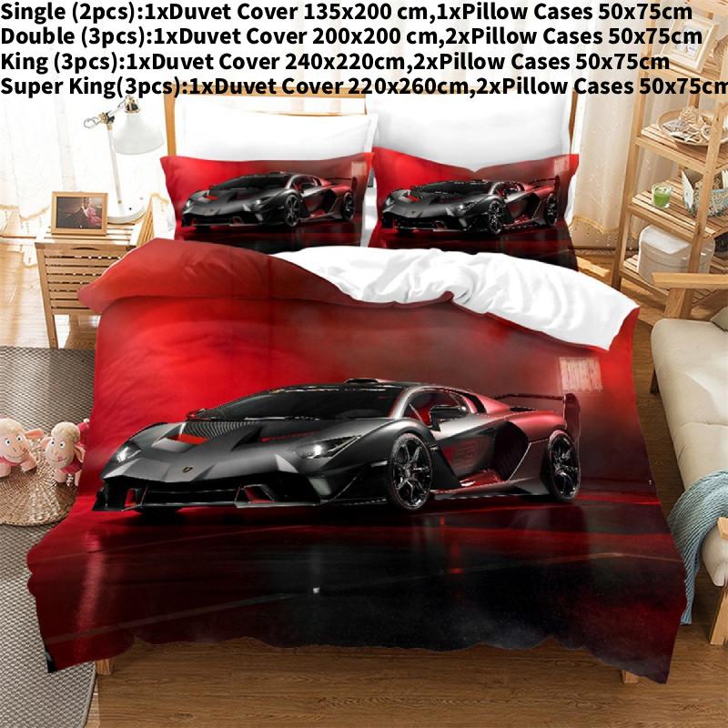 

Pattern Car Sports Printing Duvet Cover Pillowcase Set Bedding For Bedroom Decor Style A,135x200cm