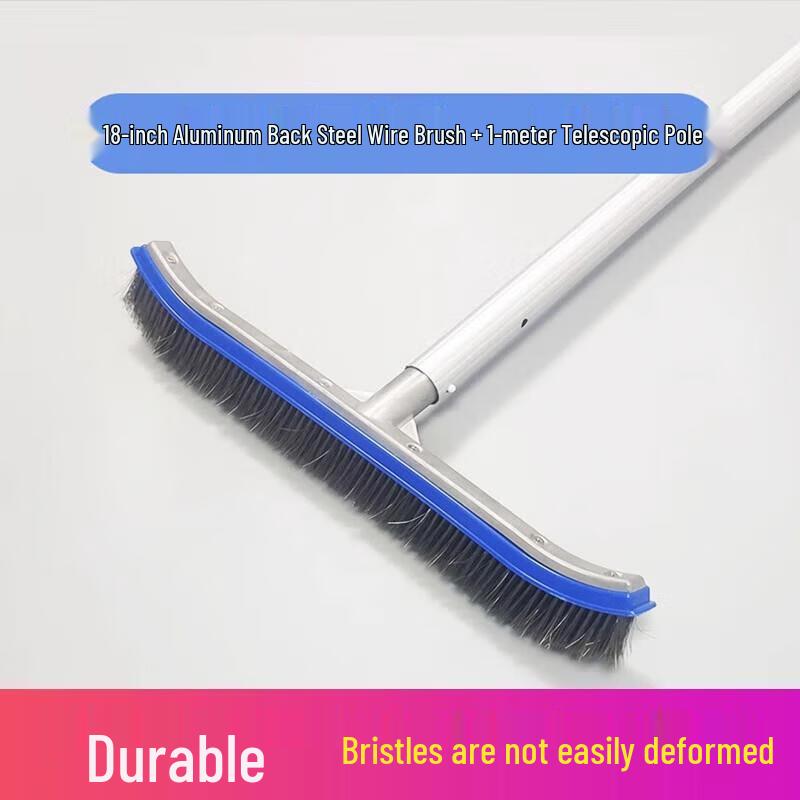 

18-inch Aluminum Handle Pool Cleaning Brush with Telescopic Rod