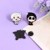 Zinc Zinc Alloy Cute Skeleton Ghost Brooch Cartoon Characters Halloween Skull Bat Pin Creative   Gift