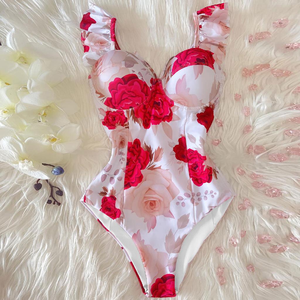 New Sexy One Piece Swimsuit Women Swimwear Cut Out Bathing Suit Summer Push Up Monokini Print Swim Suit  Beach Wear Female