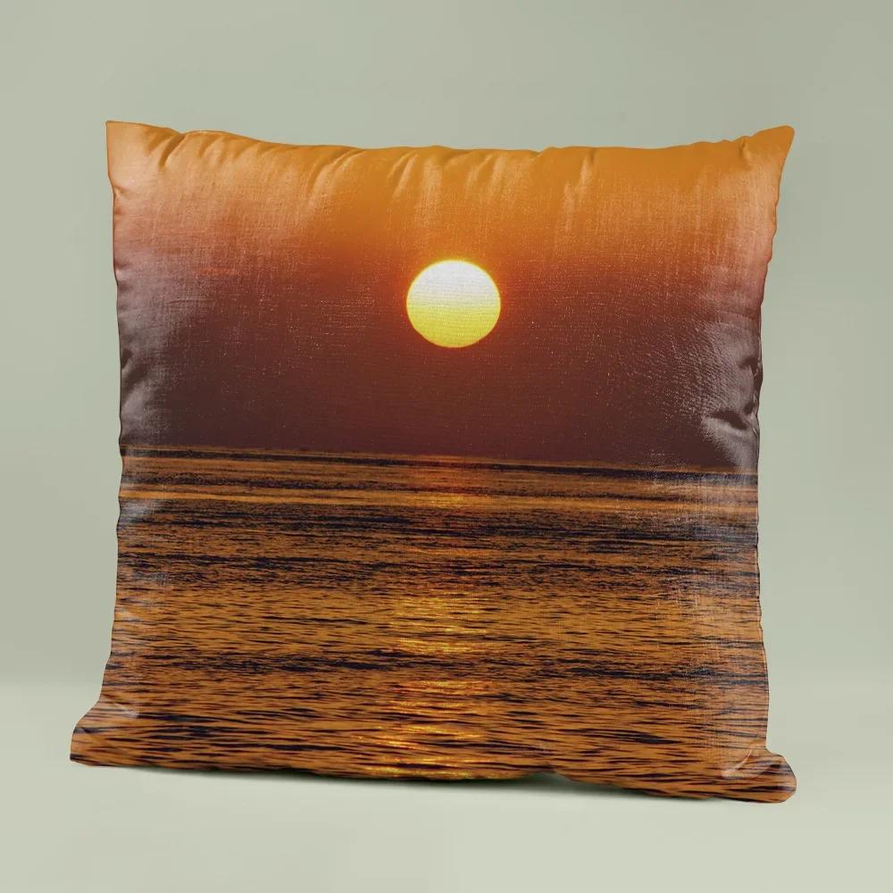45x45cm Blaues Ozean Seestück Kissenbezug Einfache Strandlandschaft Zuhause Sofa Dekorative Kissenhülle Schlafzimmer Lendenkissen