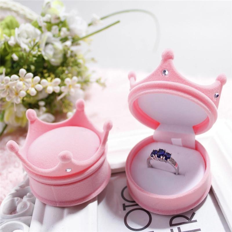 Shell Crown Star Shape Flocked Jewelry Box Adorable Small Organizer for Rings Necklaces Dresser Vanity Table Jewelry Storage