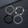 4 Pcs Stainless Steel Bracelet Set For Men Women Punk Fashion Cross Beads Chain Bracelets Simple Hip Hop Unisex Jewelry Gift