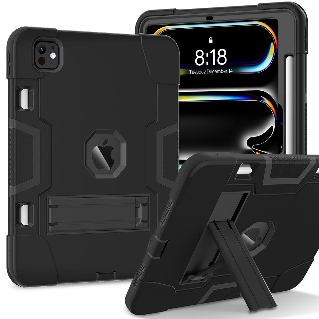 Rugged Kickstand Case For iPad Pro 11 2025 M5 2024 M4 A3357 A3358 A3359 A2836 A2837 A3006 PC Silicone Anti-Slip Cover Shockproof