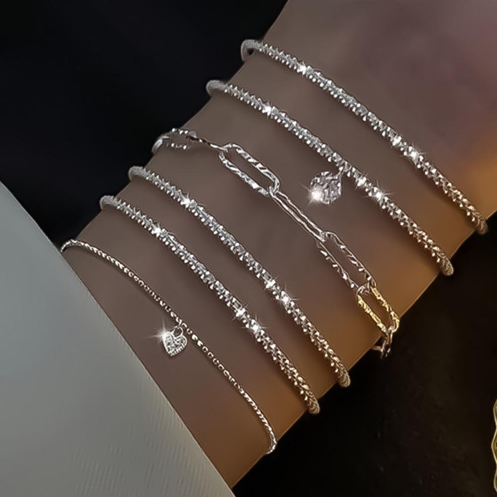 6 Pcs/Set Fashion Women's Chain Bracelet Beads Exquisite Simple Women Bracelet Fine Jewelry Accessories