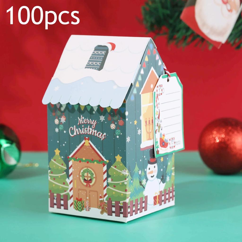 Christmas Treat Boxes Candy Gingerbread House Mini Christmas Party Favor Box Gift Container for Xmas Party Cookie Gift Packaging