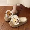 Suede Cute Cartoon Girl Flat-bottomed Slippers Summer and Autumn Kitten Casual Thick-soled One-pedal Bag Head Slippers Tide