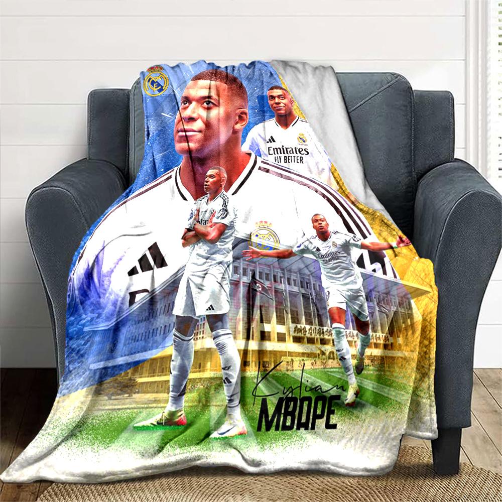 Star Player Kylian Mbappé Blanket Ultra-Soft Perfect for Office Chair Livingroom Chair Four Seasons Multipurpose Modern