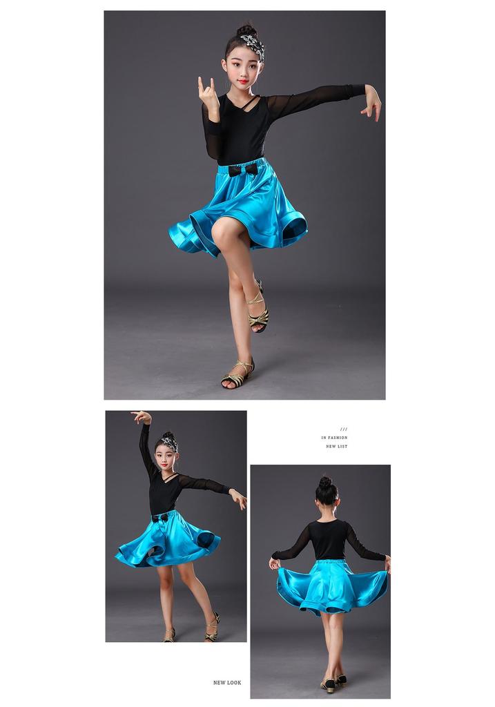 Girls' Autumn Long Sleeve Latin Dance Practice Set