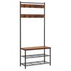 Rustic Brown Standing Coat Rack Shoe Shelf Begryf 70X32X175