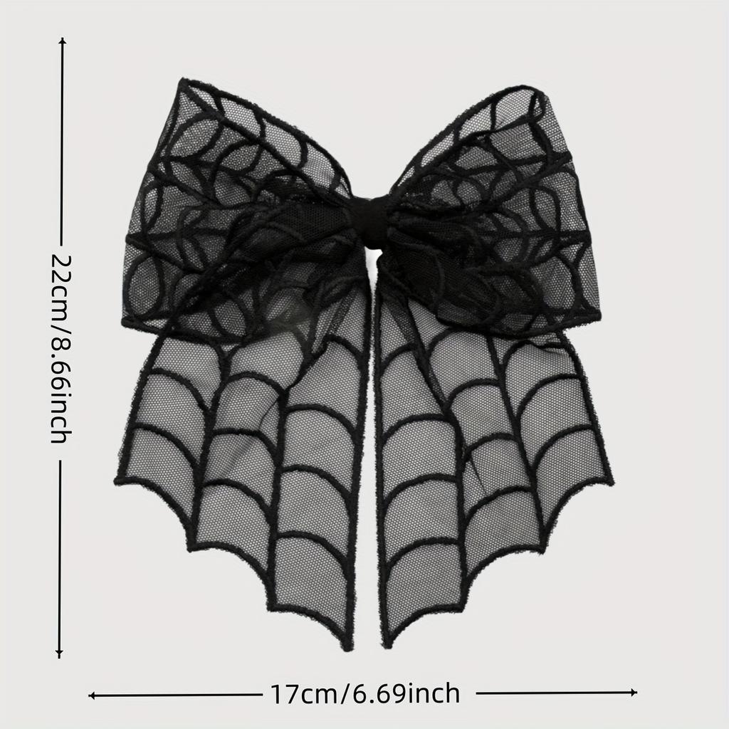 Gothic Punk Spider Web Bow Hair Clip Women'S Black Lace Halloween Hair Accessory, Vintage Everyday Hairpin with Intricate Design, Durable Hair Accesso
