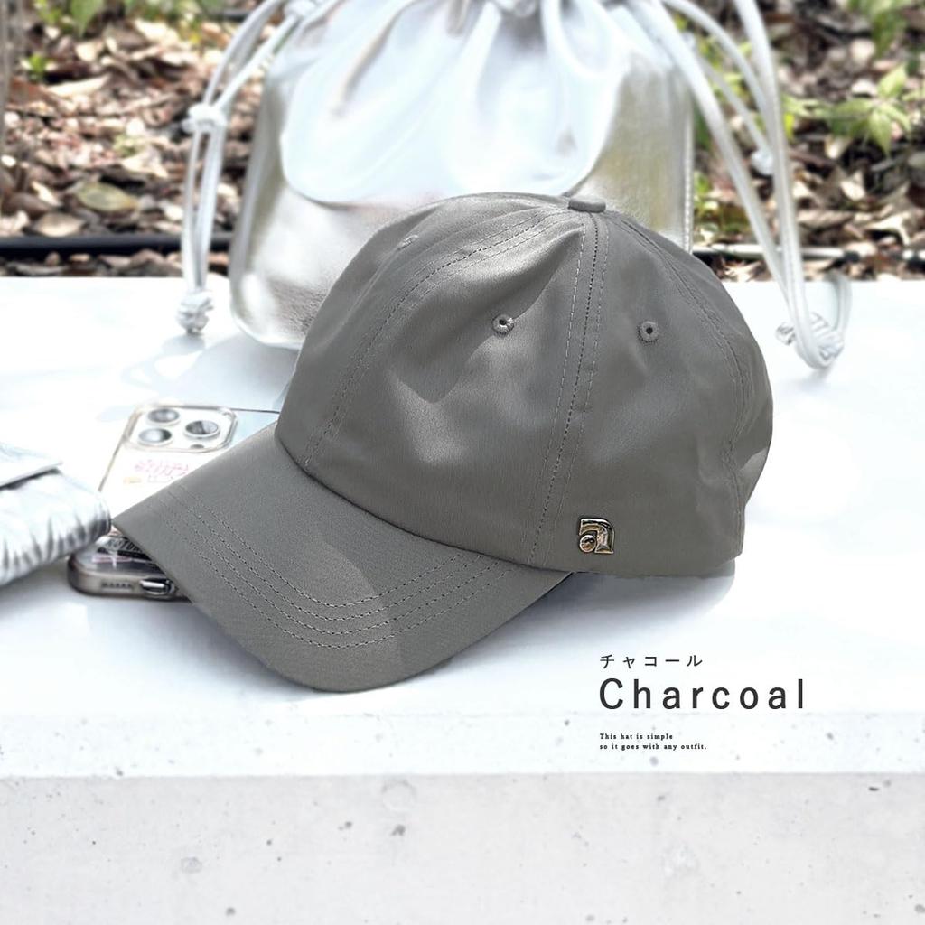 Cap Hat UV Protection Sunshade Cotton Adjustable Simple Plain Summer Outdoor Free [Giselle] 100% 52-62cm Women's Men's (JP, Alphabet, Size, Charcoal)