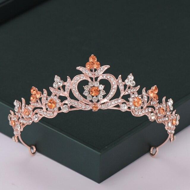 Rose Trendy Color Gold Tiaras And Crowns Pearl Crystal Princess Diadems Sale Queen Wedding Bridal Hair Accessories Headpiece