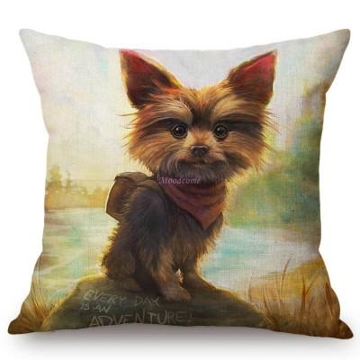 Cute Baby Dog Puppy Cartoon Cosplay Animal Oil Painting Art Home Decoration Sofa Throw Pillow Case Linen Kids Gift Cushion Cover
