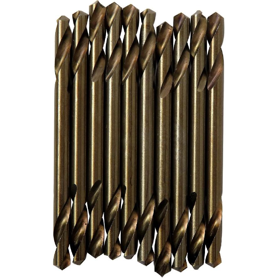 

HSS Cobalt Drill Bit Set Double End 1/8 Inch 10Pcs M35 Short Stubby Body Drill Steel Metal - GRABOTE