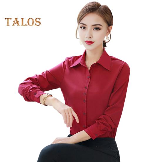 Women Shirt Lapel Long Sleeve Single Breasted Shirt Tops Solid Color Slim Fit Office Lady Shirt Work Wear