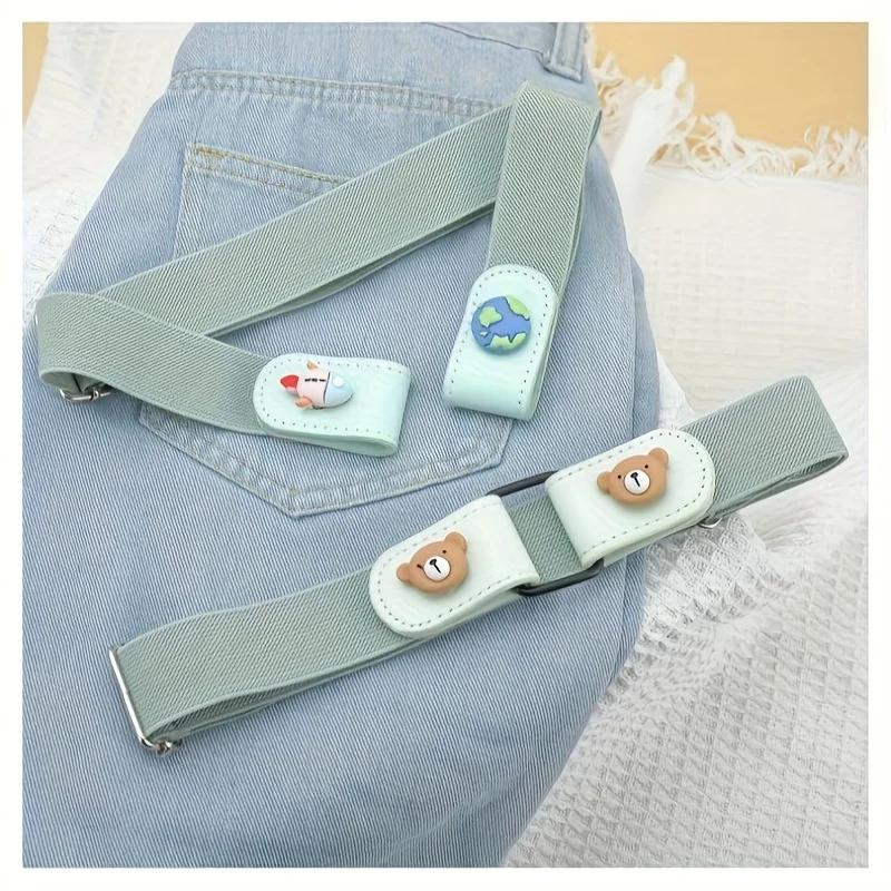 1pc Press Buckle Style Lazy Belt Women'S Versatile Jeans Belt Invisible No-Trace Elastic Stretch Belt Adjustable Length