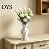 Unique Aesthetic Room Accessory Elegant Dress Shaped 3D Printed Vase, Modern Minimalist Sculpture for Light Luxury Table Decor Home Decor, Artistic