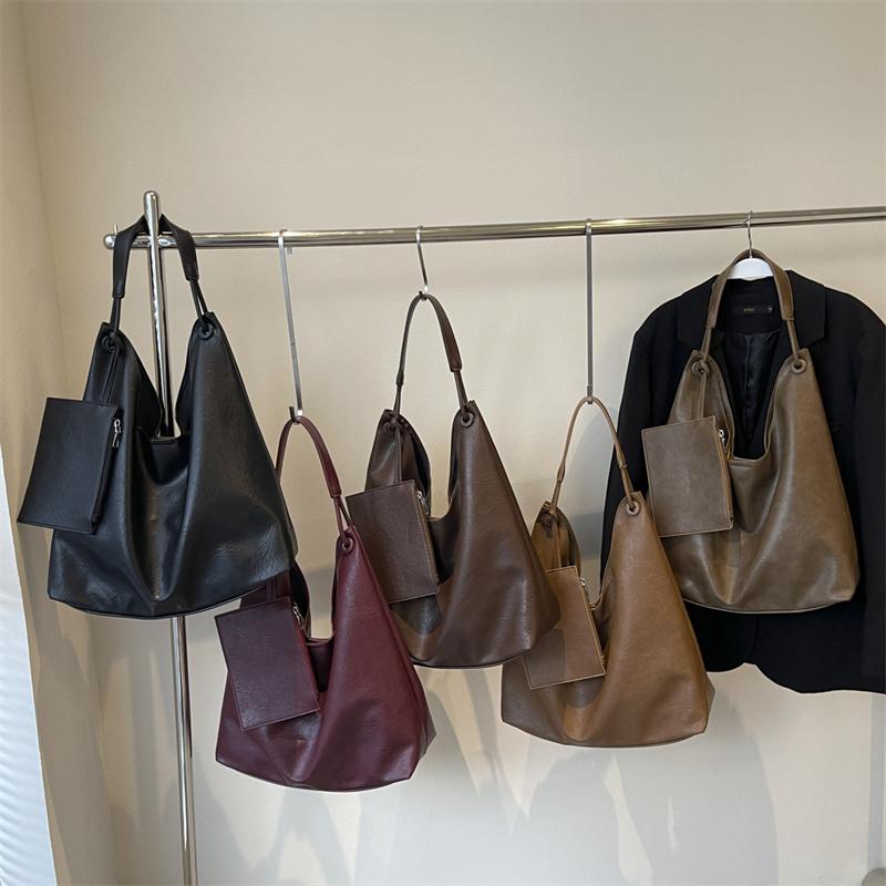 Large Capacity PU Leather 2 Pcs/set Shoulder Bags For Women Winter Trend Female Underarm Bag Lady Handbags Tote Bag KTY