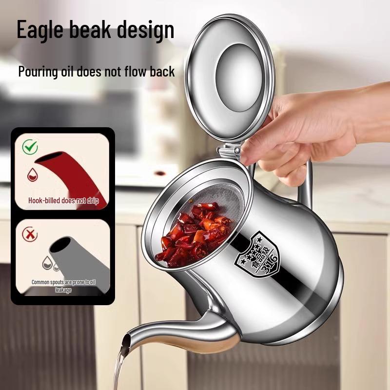 Large Capacity Food Grade Stainless Steel Oil Storage Pot with Kitchen Filter