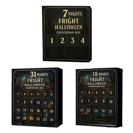 31 Nights of Fright Halloween Nedtellingskalender med Figurer 7/15/31 Dager Adventskalender Mini Skummel Dukke Samleobjekt Skrekkfigurer