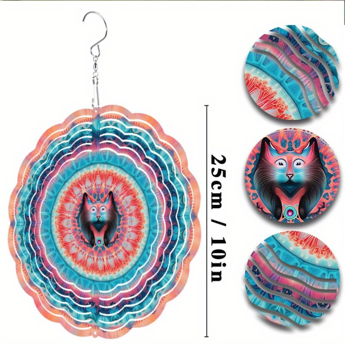 

Яркий металлический колокольчик ветра с узором в виде лисьей морды 10 дюймов Красочный вихревой дизайн для сада, газона, сезонного декора, весеннего, летнего, осеннего ветра 01A