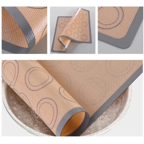 CandyKiki Waschbare und wiederverwendbare Macaron-Backmatte, Dickes Silpat, Hitzebeständig, Ofen-/Mikrowellengeeignet, Silikonmatte, Backblech, Dumarl Backmatte, Cooki