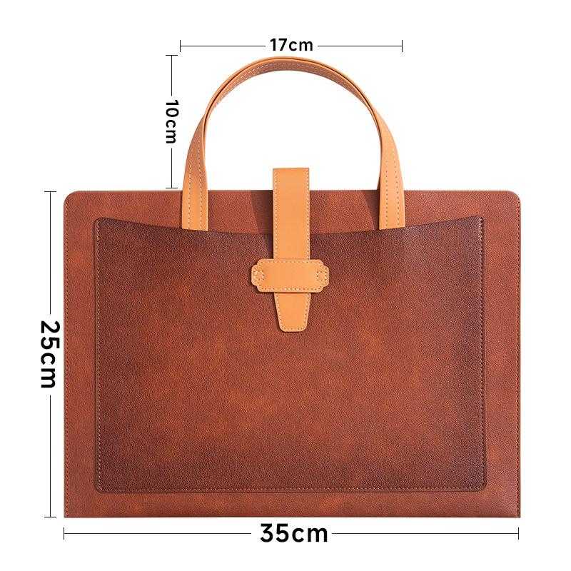 Large Capacity A4 Leather File Bag - Multifunctional Business Office Folder