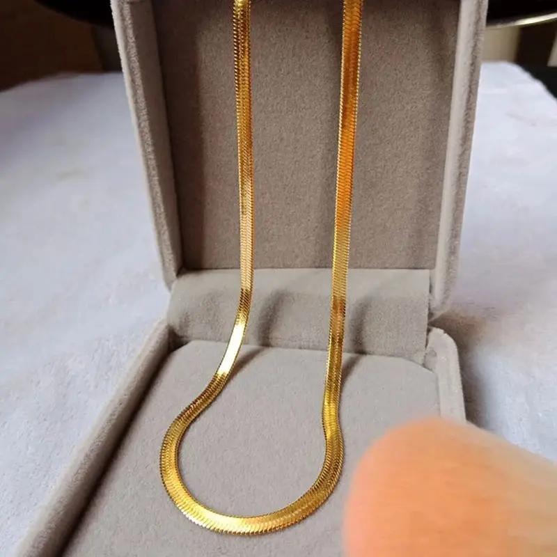 

New 925 sterling silver 18K Gold color 4MM chain Clavicle Necklace for Women Luxury Fine Jewelry wedding gift choker Gift 45cm 18inches срібний