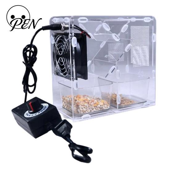 Bird Seeds Debris Remover Grain Cleaner, Adjustable Speed Winnower Machine, Transparent Acrylic Small Winnowing Machine Shell Efficient Separation