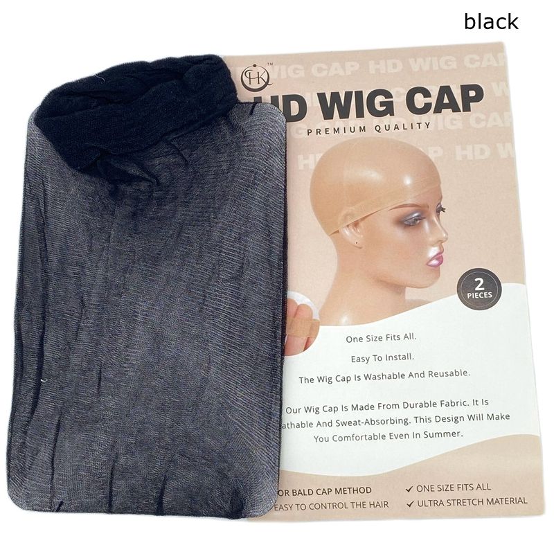 

Multiple Colors HD Wig Cap HD Super Transparent New Arrival Wig Neutral Invisible Hair Net Transparent Stockings Mesh Cap HD Net Cap Black 1 package (2 hair nets)
