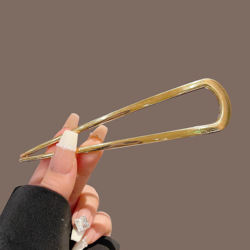 U-Shaped Enamel Metal Hairpin – Ancient Style, Large for Daily Use