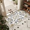 Blau-Weißes Blumen-Fußabtreter Rutschfester Eingangs-Teppich Vintage Mediterranes Muster Bodenmatte für Hauseingang Innen Außen