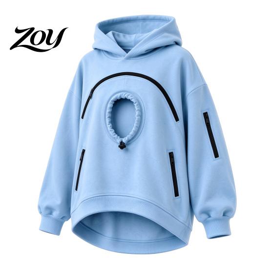 Kurtka Podróżna dla Małych Zwierząt, Bluza z Kapturem do Noszenia Kota Psa dla Mężczyzn Kobiet, Bluza do Noszenia Szczeniaka Kociaka z Uniwersalnym Uchwytem na Zwierzęta, Zamki Błyskawiczne, Duży XL błękitny kolor