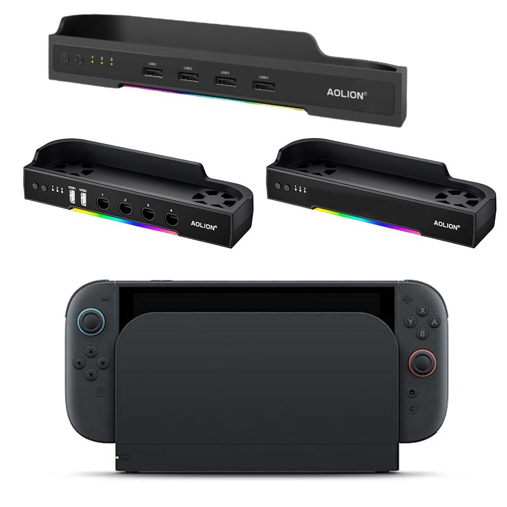 For NS2 Game Console Base Radiator Wall Mount Portable Heat Sink Support RGB Heat Dissipation Base Gaming Accessories