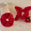 High-End Red Square Scrunchie: Autumn/Winter Retro Hair Tie for Women