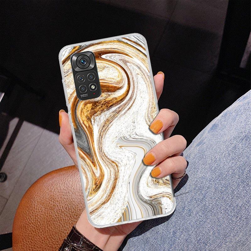 Fashion Gold Pink Geometric Marble Phone Case For Xiaomi Redmi Note 15 14 13 12S 12 11 Pro Plus 14S 11S 11E 10 10S 11T 5G Person