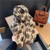 Red Scarf Women's Winter Versatile Premium Sense China Red Checked Destiny Women's Winter Scarf Christmas New Year
