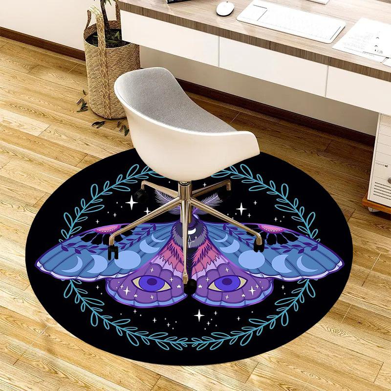 1pc Office Carpet Chair Mats Moonlit Moth Mandala Perfect for Decorating Office Chairs, Living Rooms, Or Bedrooms.YDT105