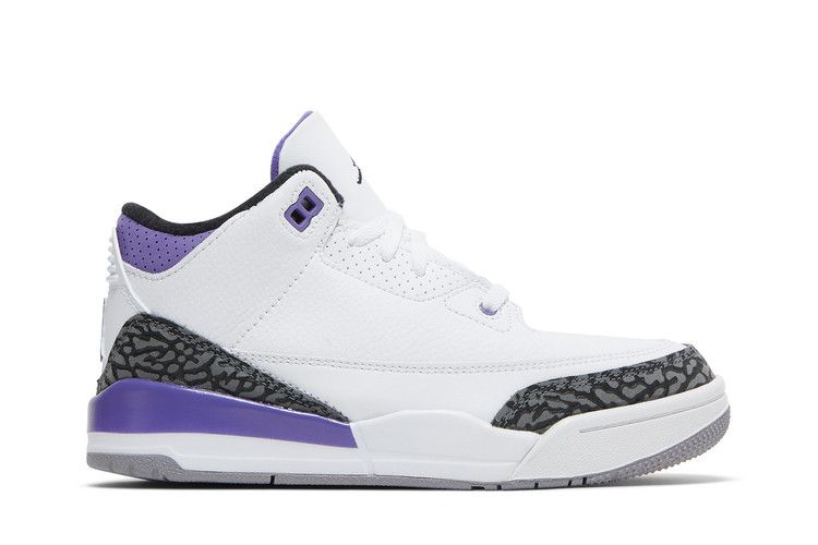 Kids' Sneakers Jordan 3 Retro Dark Iris (PS) White/Black/Dark Iris/Cement Grey