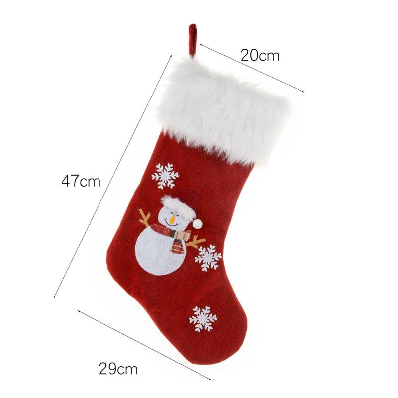 1pcs New Christmas Decorations with Lights Red Hemp Embroidered Christmas Socks, Gift Bags, Luminous Christmas Socks Lights