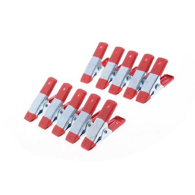 10pcs 2" Mini Metal Heavy Duty Spring Clamps Crocodile Clip Red Plastic Tips Tool Clips Grip Holder DIY Hand Tools