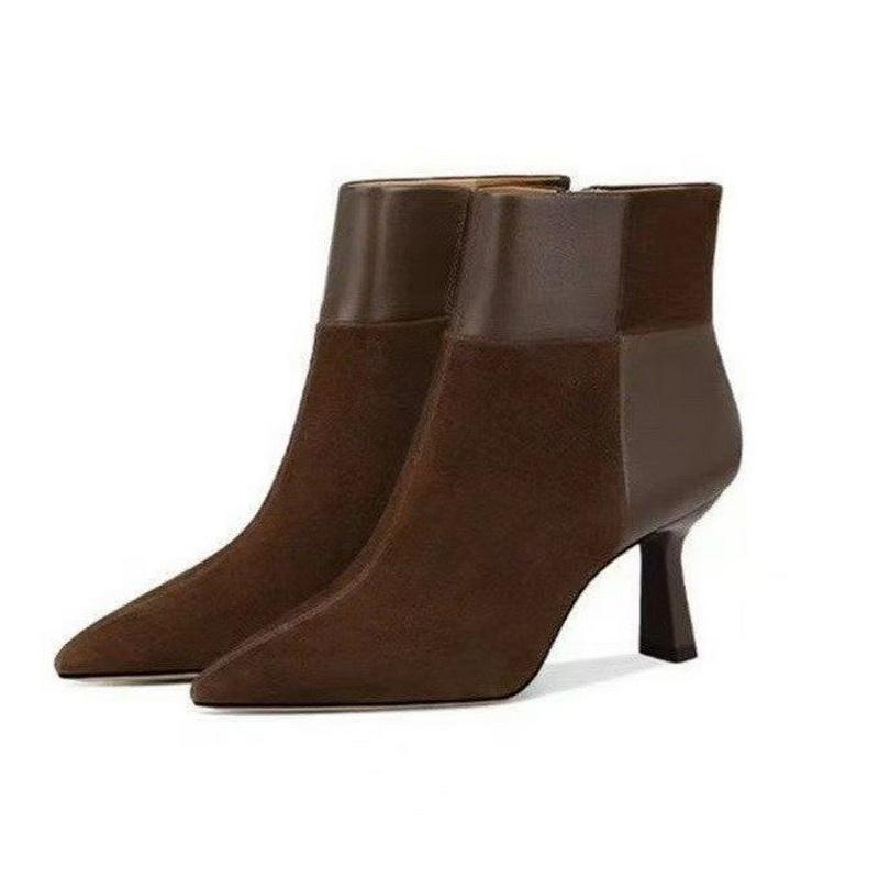 Fashion FHC 2024 New Wool Flock Women Ankle Boots/Booties,Short Botas,Winter Shoes,Pointed Toe,Side Zip,Black,Brown,34-43,Dropship