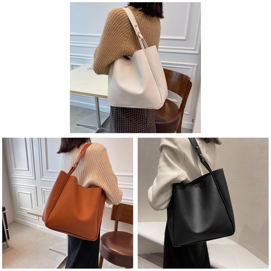 Retro Chic Large Capacity Single Shoulder Water Bucket Bag For Office And Casual