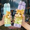 1PC Cat White Chrysanthemum Print 750ml Color Plastic Sports Water Bottle Leakproof Flip Straw Lid Suitable for Sports Office Home Use