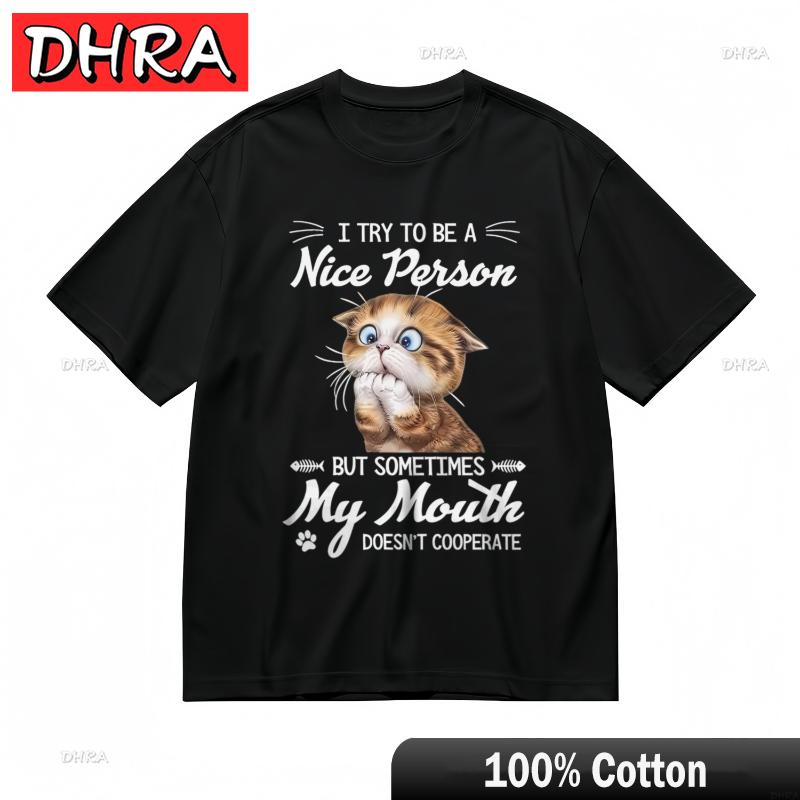 Womens Soft Comfy Classic TShirt I Try To Be A Nice Person Printed Tee for Streetwear Clothing Tops for Gift Idea TShirt S