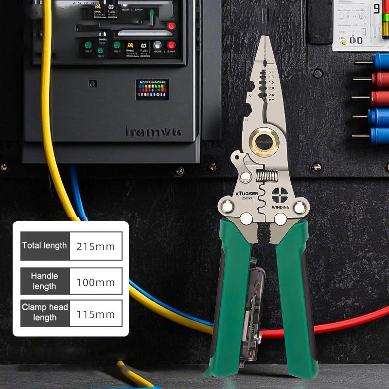 Multifunctional Wire Stripper With Electrical Test Pen Foldable Cable Cutter Crimper Tool, Electrical Folding Pliers For Cutting